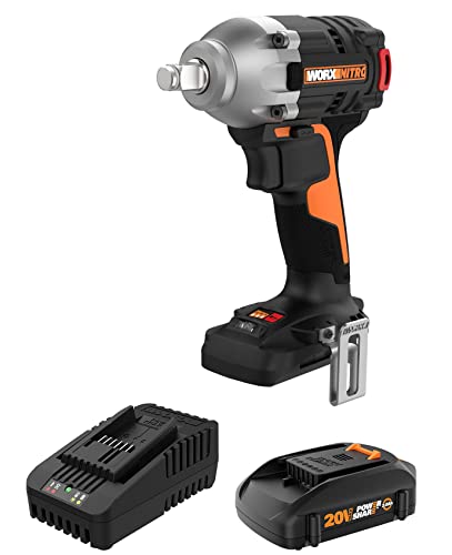WORX Cordless Impact Wrench 20V 1/2" Brushless, WX272L | 3-Speed Control; 1/2-Inch Anvil; 2.0Ah Battery & 2.0Ah Charger Included; PowerShare - style: 20V Cordless Brushless Impact Wrench(Battery Pack & Charger)