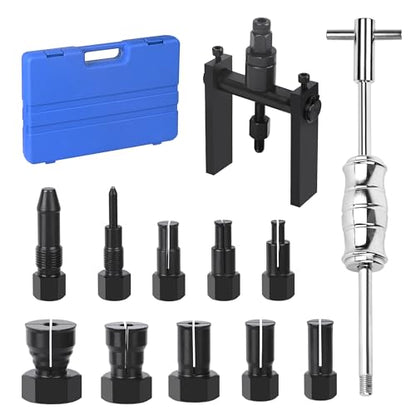 12 PCS Motorcycle Blind Hole Collet Bearing Puller Tool Kit, 8-32mm Motorcycle Wheel Bearing Removal Tool with Slide Hammer, Inner Internal Bearing Extractor Puller Kit