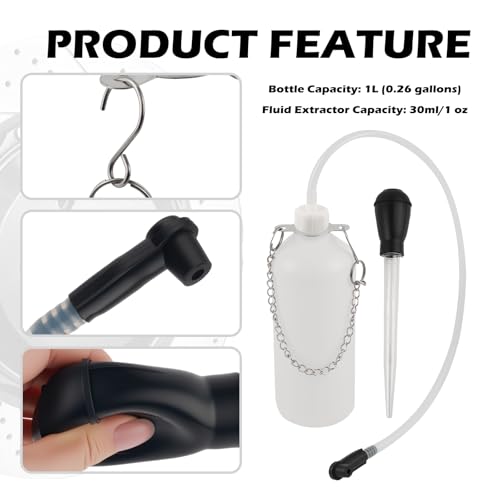 Brake Bleeder Kit with 1L Brake Bleeder Bottle & 30ml Fluid Extractor,One Person Brakes Fluid Bleeders Kit for Quick Brakes Fluids Replacement,Universal Break Bleeders Kits