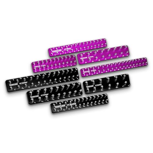 Westling USA Premium Aluminum Starter 8 Piece Socket Tray/Organizer Set, Holds 152 Standard and Metric Sockets (Black/Purple, 2 Row) - color: Black/Purple, size: 2 Row