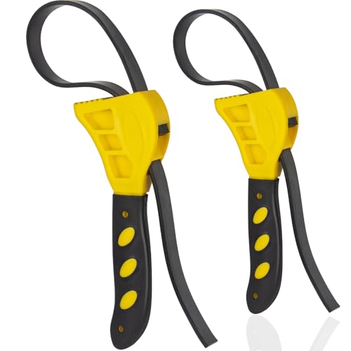 KONON Strap Wrench Set Adjustable Rubber Belt Wrench for Oil Filter Wrench Set, Jar Opener, Shower Head, Water Filter, 4" (Small) & 6"(Large), 2-pack