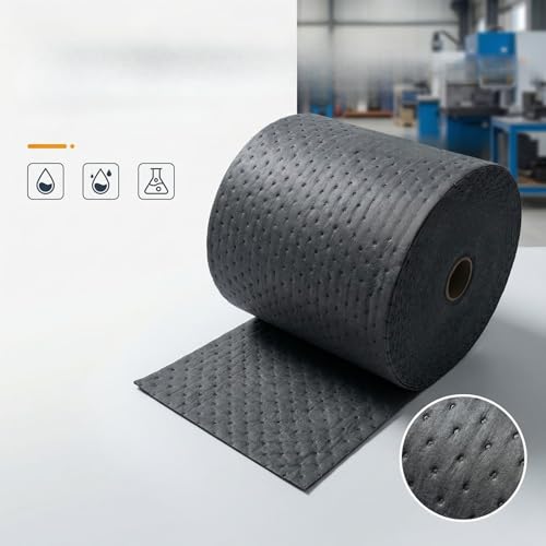 Universal Absorbent Roll | Oil Spill Absorbent Pads for Garage & Automotive | 150" L x 15" W Super Absorbent Mats | Oil Absorbing Sheets for Multi-Purpose Use