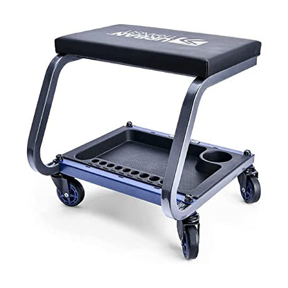 URBANTRANSIT Fastback Shop Stool - 350 Lb Capacity Rolling Stool for Garage & Workshop, with Organizer Tray & Cupholder - 3 Inch Premium Casters