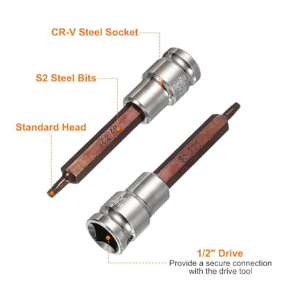 HARFINGTON Torx Bit Socket 1/2" Drive T25 S2 Steel 6 Point Head Long Screwdriver Drill Bits CR-V Steel Socket Adapter for Home Auto Axle Hex Nuts Bolts Repair - size: T25