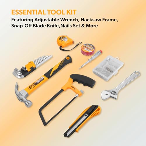 TOLSEN 119 Pieces Tool Set for Home Daily Use, Hand Tool kit with Toolbox | Home Maintenance and Daily Use, General Household Hand Tool Kit, Plastic Storage Toolbox, Home Tool Kits for All Purpose - size: 119 PCS