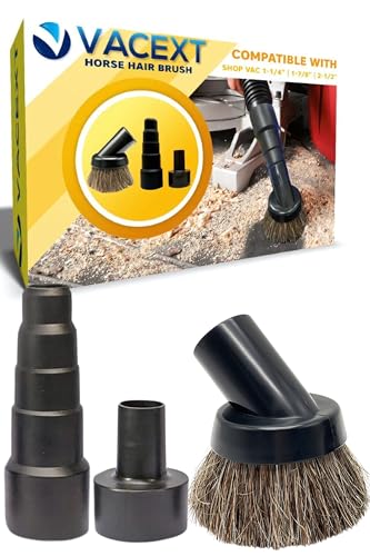 1.25 Inch Horse Hair Vacuum Brush Attachment & 2-1/4'' to 1 1/4'' Vacuum Adapter for Shop Vacs - Premium Soft Horsehair Round Dust Brush: Perfect for Vacuuming Sofas, Furniture Surface and Baseboards - color: 2 1/4"&1 1/4" Brush