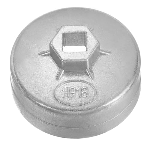 HARFINGTON Oil Filter Cap Wrench 15 Flute 74mm Inner Dia 1/2" Square Drive Aluminum Cup Type Drive Metric Oil Filter Socket Removal Tools for Engine Conduit Fittings - size: 74 x 44 mm