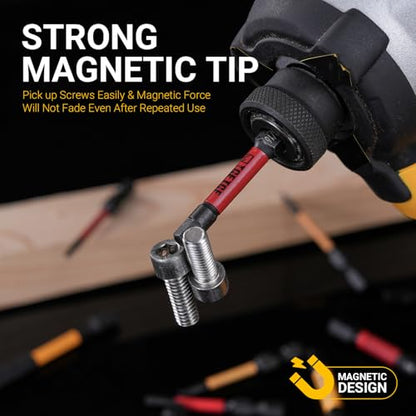 TGFTGF Impact Hex Head Allen Wrench Drill Bit Set, 24PCS, 4-inch (Metric & SAE), Premium S2 Steel 1/4" Hex-Shank Hex Bit Set, CNC Machined Magnetic Screwdriver Bit Set, Storage Box, Automotive Home - color: Yellow/Red, size: 4" 24PCS (Metric&SAE)