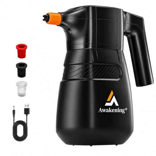 Awakening 2L Electric Foam Sprayer, Cordless Car Foam Cannon, 68oz Rechargeable Battery Foam Blaster, 52PSI Portable Electric Foam Cannon for Auto Car Detailing - color: BLACK