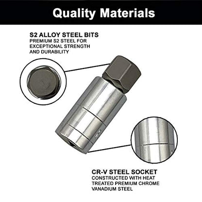 Master Hex Bit Socket Set S2 Steel Allen Sockets Bit SAE and Metric Torx Bit CRV Socket Tool Allen Wrench Bit Kit 1/2" 3/8" 1/4" Drive Automotive Bike Motorcycle and ATV 34 Pieces