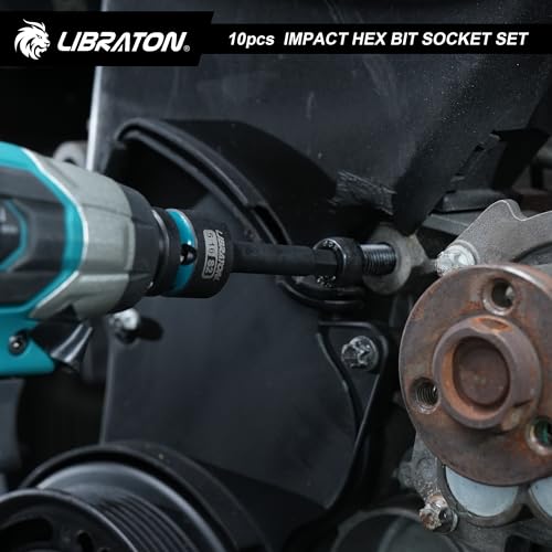 LIBRATON Impact Hex Bit Socket Set, 1/2" Dr, S2 Steel, High Torque Sockets | 10PCS (SAE 1/4"-3/4") for Professional Mechanics & Automotive Repair (XPE Storage Case) - style: SAE