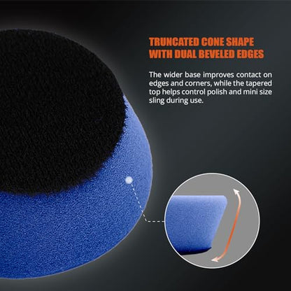 SPTA PRO Blue Mini High-Cut Foam Polishing Pad Sets, 5Pcs 2inch/50mm Sponge Polishing Buffing Pads, Car Foam Detail Polishing Pad Kit for Car Detail Polishing, Small Area Polishing -FF202-5 - color: 5Pcs Blue Moderate-Cut Pad, size: 2 Inch (50mm)