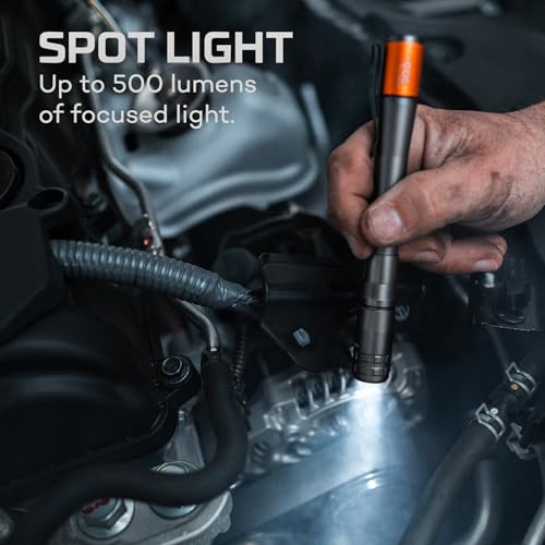 NEBO Inspector 500+ Flex Pen Light | 500 Lumens, 8 Light Modes, Rechargeable LED Flashlight & 360 Degree Area Lighting, Magnetic Base, IPX7 Waterproof, Pocket Size for EDC, Includes USB Charging Cable - style: Black - 500 Lumens