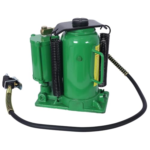 20 Ton Air Hydraulic Bottle Jack, Professional Lifting Jack for Heavy Machinery & Large Trucks, 10.2-19.7 Inch Height Range with Extendable Screw(Green) - color: Green, size: 20 Ton