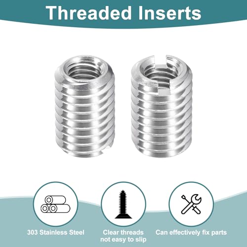 uxcell 10Pcs Threaded Inserts, M5-0.8x12 & M8-1.25x12 Stainless Steel 303 Screw Thread Sleeves Thread Repair Insert for Mechanical Equipment - size: M5-0.8x12 & M8-1.25x12mm