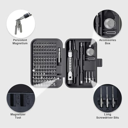 Precision Screwdriver Set 130 in 1 Small Magnetic Screwdriver Set with Case, Repair Tool Kit for Electronic Watches, Smartphones, Laptop, Eyeglasses, Computer Tools Repair Kit - color: Black