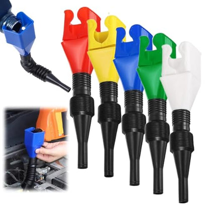Oil Funnels for Automotive Use, 2025 Upgraded Universal Household Folding Buckle Funnel, Universal Wide Mouth, Easy to Carry Wide Mouth Flexible Funnel for Car Motorcycle (5 Pack) - color: 5 Pack