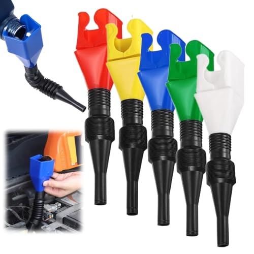 Oil Funnels for Automotive Use, 2025 Upgraded Universal Household Folding Buckle Funnel, Universal Wide Mouth, Easy to Carry Wide Mouth Flexible Funnel for Car Motorcycle (5 Pack) - color: 5 Pack