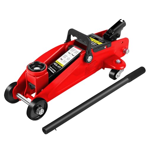 2 Ton (4000 lbs) Capacity, Low Profile Hydraulic Trolley Service/Floor Jack Combo with 2 Ratchet 3 Ton Jack Stands,Wheel Chock Red - color: 2Ton + Stands+Tire repair+Wrench+Wheel chock Red