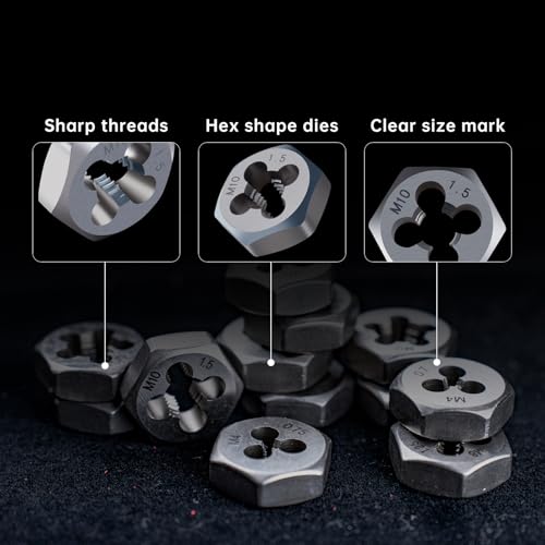 ROTATION 39-Piece Metric Tap and Die Set, Professional Threading Tool Kit for Internal & External Threads with Double-Layer Storage Case - style: Metric