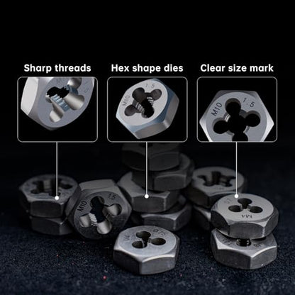 ROTATION 39-Piece SAE Tap and Die Set, Professional Threading Tool Kit for Internal & External Threads with Double-Layer Storage Case - style: SAE