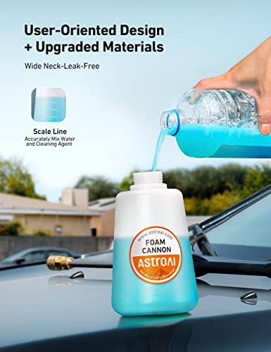 AstroAI Foam Cannon, Heavy Duty Car Foam Sprayer, Wide Metal Neck, Adjustable Thick Snow Foam Lance for Pressure Washer with 1/4" Quick Connector, Ideal for Various Cleaning Tasks, 1.5L Bottle - style: 1.5 L Bottle, Without Nozzles