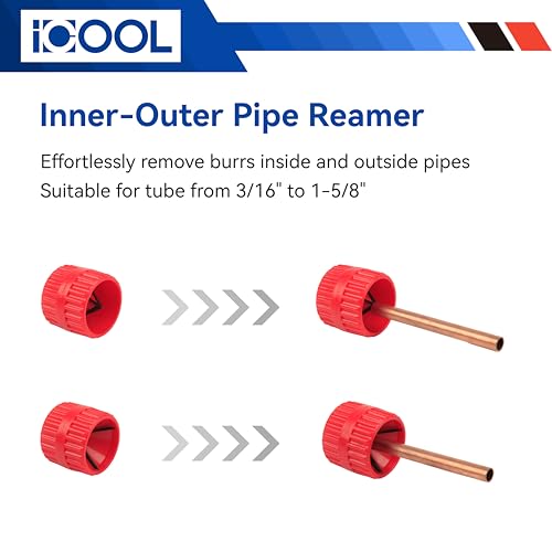 ICOOL 25 ft 3/16" and 1/4" Copper-Plated Brake Line Flaring Tool Kit with 20 Fittings and 4 Unions Brake Line Fittings, Brake Line Kit with Tube Bender and Reamer