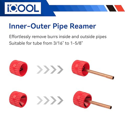 ICOOL 25 ft 3/16" and 1/4" Copper-Plated Brake Line Flaring Tool Kit with 20 Fittings and 4 Unions Brake Line Fittings, Brake Line Kit with Tube Bender and Reamer