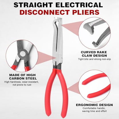 Electrical Disconnect Pliers Set 4 Pcs, Automotive Connector Separator & Terminal Removal Tool for Fuel Injector, Ignition Coil, Straight & 60° Angled Jaw, Double-Ended Pin Extractor - style: 4 Pcs Set