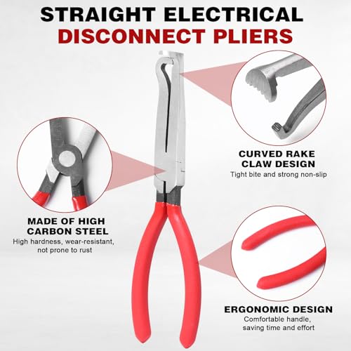 Electrical Disconnect Pliers Set 3 Pcs, Automotive Connector Separator & Terminal Removal Tool for Fuel Injector, Ignition Coil, Straight & 60° Angled Jaw with Rapid Disconnector - style: 3 Pcs Set