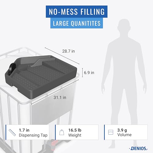 DENIOS® IBC Tote Funnel - Premium IBC Funnel chemically Resistant Polyethylene in Grey – 1x - Large Drain Opening (4.9in) - Made in USA - color: Grey
