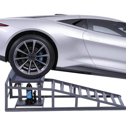 2 PCS Automotive Truck Service Ramp Adjust Heights 9.8-15in Hydraulic Low Profile Car Ramps 5T/11000LBS Capacity for Home Garage Maintenance Oil Changes