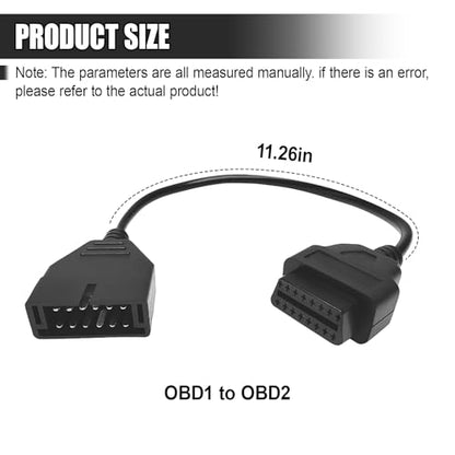 OBD1 to OBD2 Adapter, Auto Cable Code Reader Diagnostic Extension Tool, OBD1 12 Pins to OBD2 16 Pins Car Socket Scanner Cable, Auto Scanner Connector Replacement for Most Models
