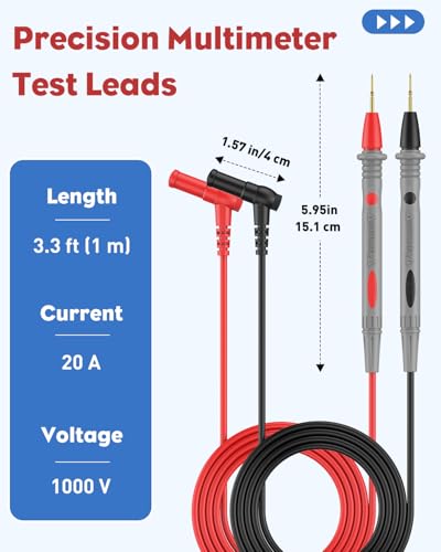 Vibit 11 Pcs Multimeter Test Leads, Multimeter Leads Kit with Back Probes, Dual Ended Alligator Clip Leads & Crocodile Clips, Insulated Multimeter Probes for Electrical Testing & Automotive - size: 11Pcs