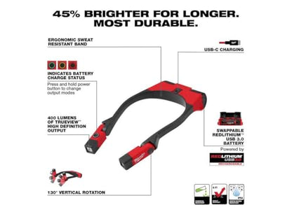 Milwaukee 400 Lumen LED Around The Neck Work Light Adjustable USB Charge