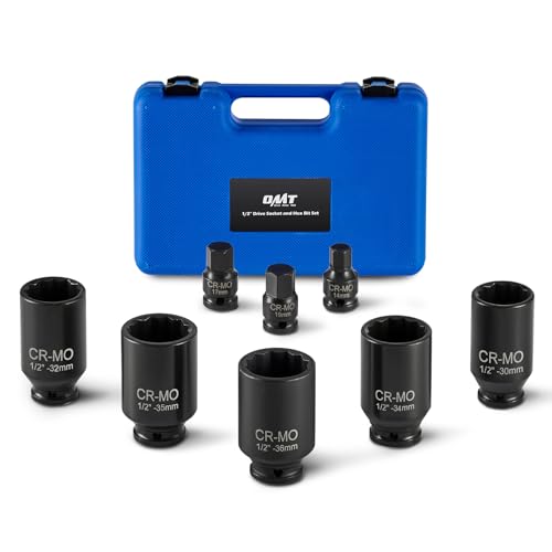 Orion Motor Tech 8pc 1/2" Drive Axle Nut Socket Set, Metric 12 Point CR-MO Axle Nut Impact Socket Set, Extra-Deep Spindle Axle Nut Sockets with Storage Case, 14mm 17mm 19mm, 30mm 32mm 34mm 35mm 36mm
