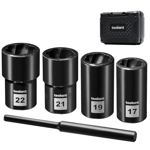 toolant 5pcs Lug Nut Remover, Bolt & Nut Remover Socket Tool Kit, Stripped Bolt Extractor for Damaged Screws and Bolts - size: 5pcs