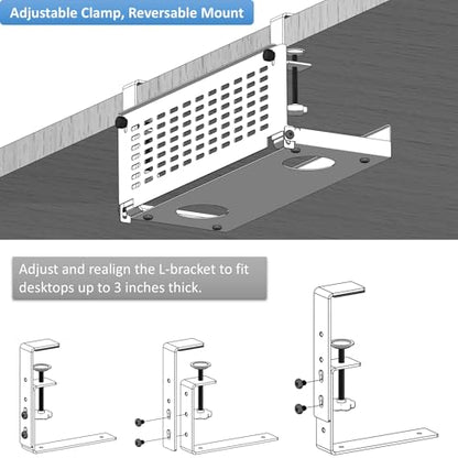 AEONS Universal Under Desk Cable Management Tray-Clamp Mount Hinged Swing Modesty Panel Organizer for Office Desks, Easy Access Flip-Down Position Power Strip Cord Storage No-Drill, 25 lb Capacity - style: 16" Swing, Black