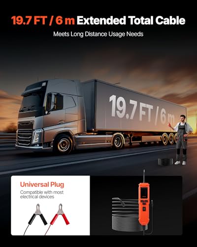 VEVOR Automotive Circuit Tester, 8-35 DCV Power Circuit Probe Tester with TFT Color Display and Lighting, Automotive Power Tester Probe with 19.7 ft / 6 m Cable, 2-in-1 Electrical Detector Finder - style: SVM50