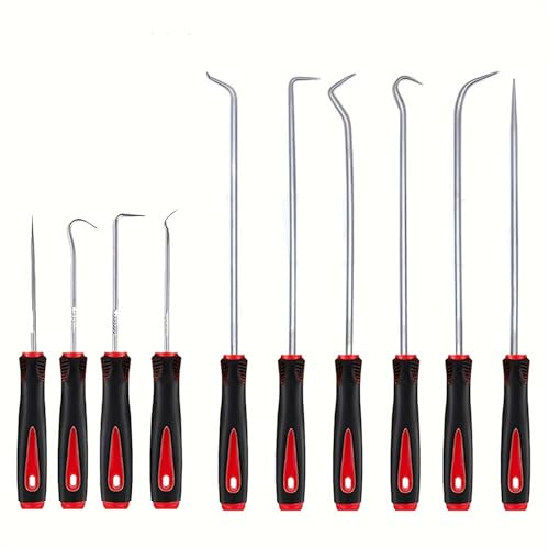 10PCS Hook and Pick Set, Alloy Steel Seal Removal Tools with Case | Automotive garages workshops, O-ring gasket extraction, long reach hooks, compact storage case