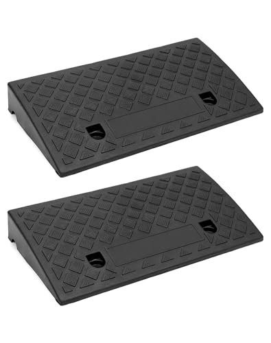 Heavy-Duty PVC Curb Ramp Set for Wheelchairs, Motorcycles, and Vehicles - 2 Pack, 2000lbs Load Capacity, All-Weather, Textured Surface