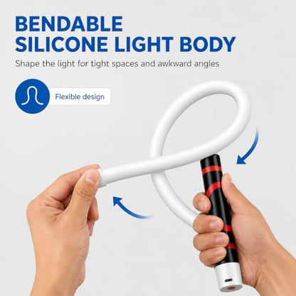 Luma Chord Flexible LED Work Light, 800 Lumen Rechargeable Mechanic Flashlight with Magnetic Base, Hanging Hook, 30-Inch Bendable USB-C Inspection Light for Auto Repair and Garage