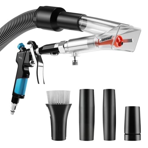 2in1 Car Cleaning Gun Detailing Dry Air Blow Gun & Vacunm Gun for Car | Multi-Purpose Vortex Air Cleaning Tool Detachable Sprinkler Head for Quickly Blasts Dirt from Surface with Air Compressor - color: Black