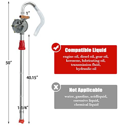 Sutekus Rotary Drum Pump, 15-55 Gallon, for Fuel Transfer (Kerosene, Gasoline, Diesel)