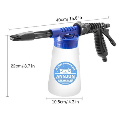 Car Wash Foam Gun Kit – Heavy Duty Spray Foam Gun with Hose Nozzle, Washing Sponge & Absorbent Towel, Adjustable Foam Cannon for Garden Cleaning, Pet Showering