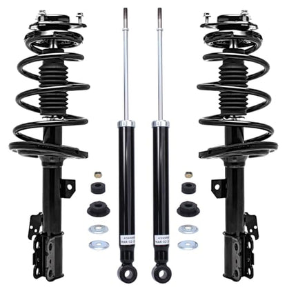 Detroit Axle - FWD Front Struts & Coil Spring + Rear Shock Absorbers Replacement for 2011-2014 Toyota Sienna 3.5L - size: 4AQ47158/Shock Kit