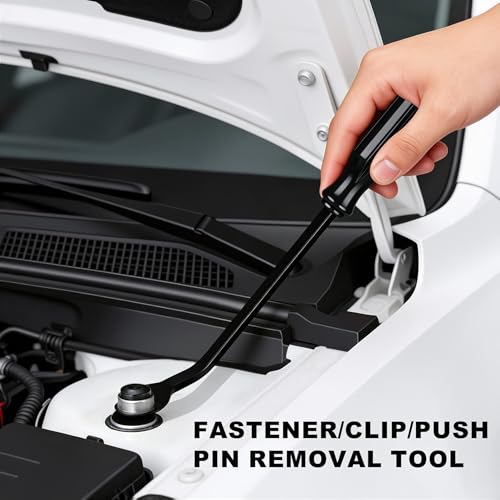 EldHus 5 Pcs Car Trim Removal Tool Kit Upholstery Tools, Auto Clip Removal Pry Tool for Door Dash Dashboard Panel Fastener Remover, Push Pin Puller Body Repair Tools, Black - color: black
