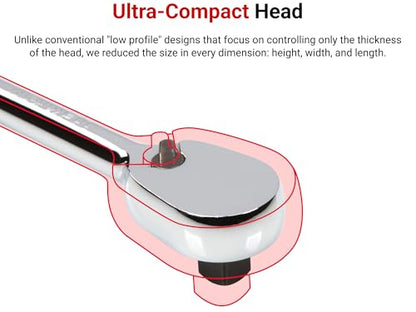 TEKTON 1/4 Inch Drive x 3 Inch Stubby Ratchet | SRH01003 - size: 1/4 Inch Drive x 3 Inch Non-QR, style: Non-Quick-Release