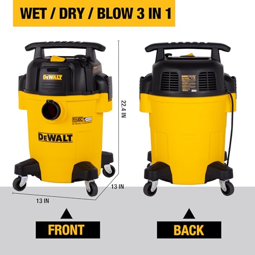 DEWALT 6 Gallon STEALTHSONIC Shop Vacuum Wet and Dry DXV06PL-QT, Ultra Quiet 4 Peak HP Wet Dry Vac for Jobsite & Workshop - size: 6 gallon