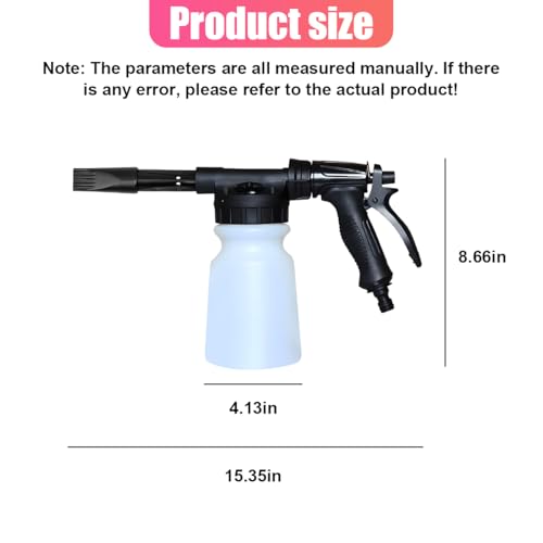 YoRise Car Wash Foam Gun, Adjustable Foam Cannon for Hose, Car Wash Sprayer with 6 Levels of Foams Concentration, Car Washing Soap Sprayer Connect to Any Garden Hose (Black) - color: Black